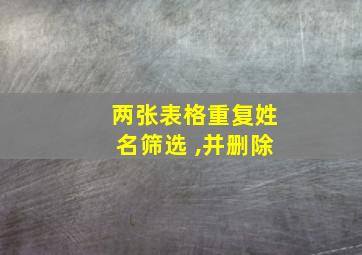 两张表格重复姓名筛选 ,并删除